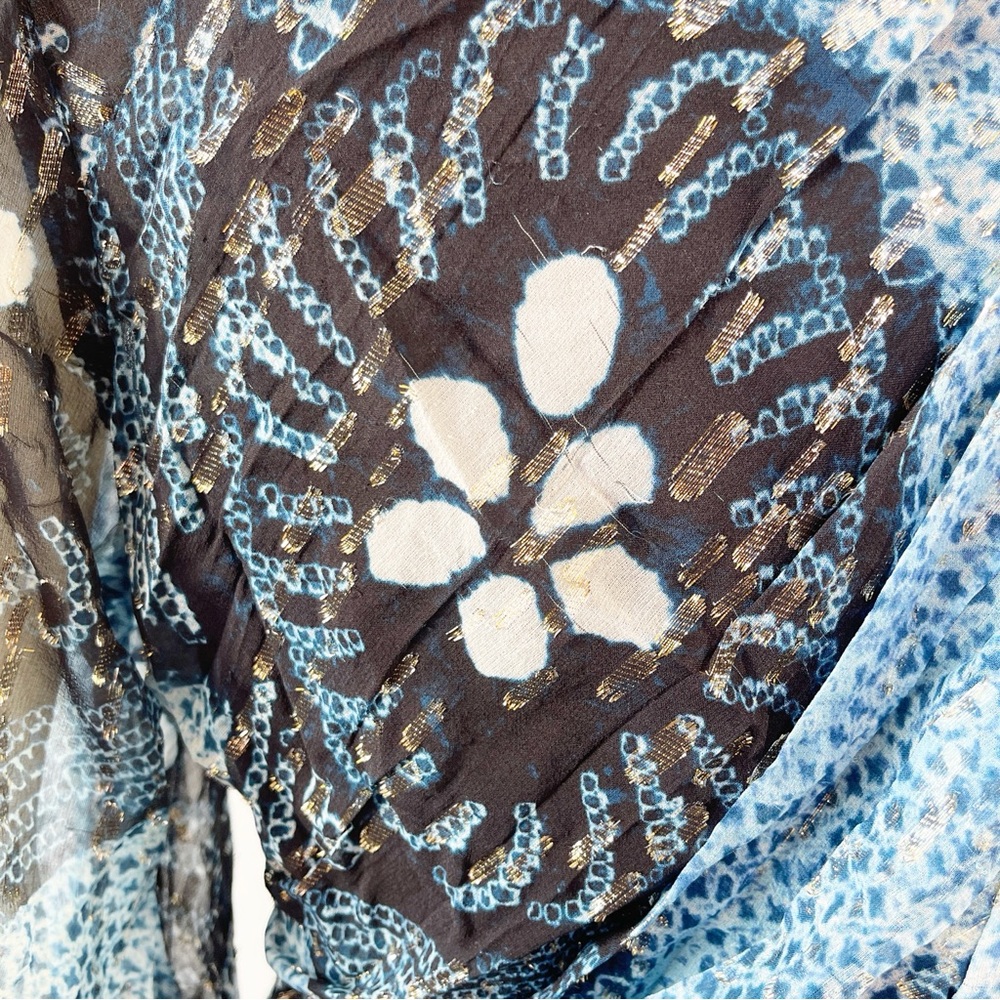 Ulla Johnson NOEMI Dress Size 12 Silk Metallic Mini Shibori Print in Sky Blue - Picture 7 of 16